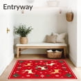 thumbnail image 3 of ODIKA 4'x6' Machine Washable Non-Slip Area Rug, Enchanted Winter Tale with Reindeer Pine Sprigs and Snow Crystal Motifs High Traffic Rug, Red, 733035, 3 of 7