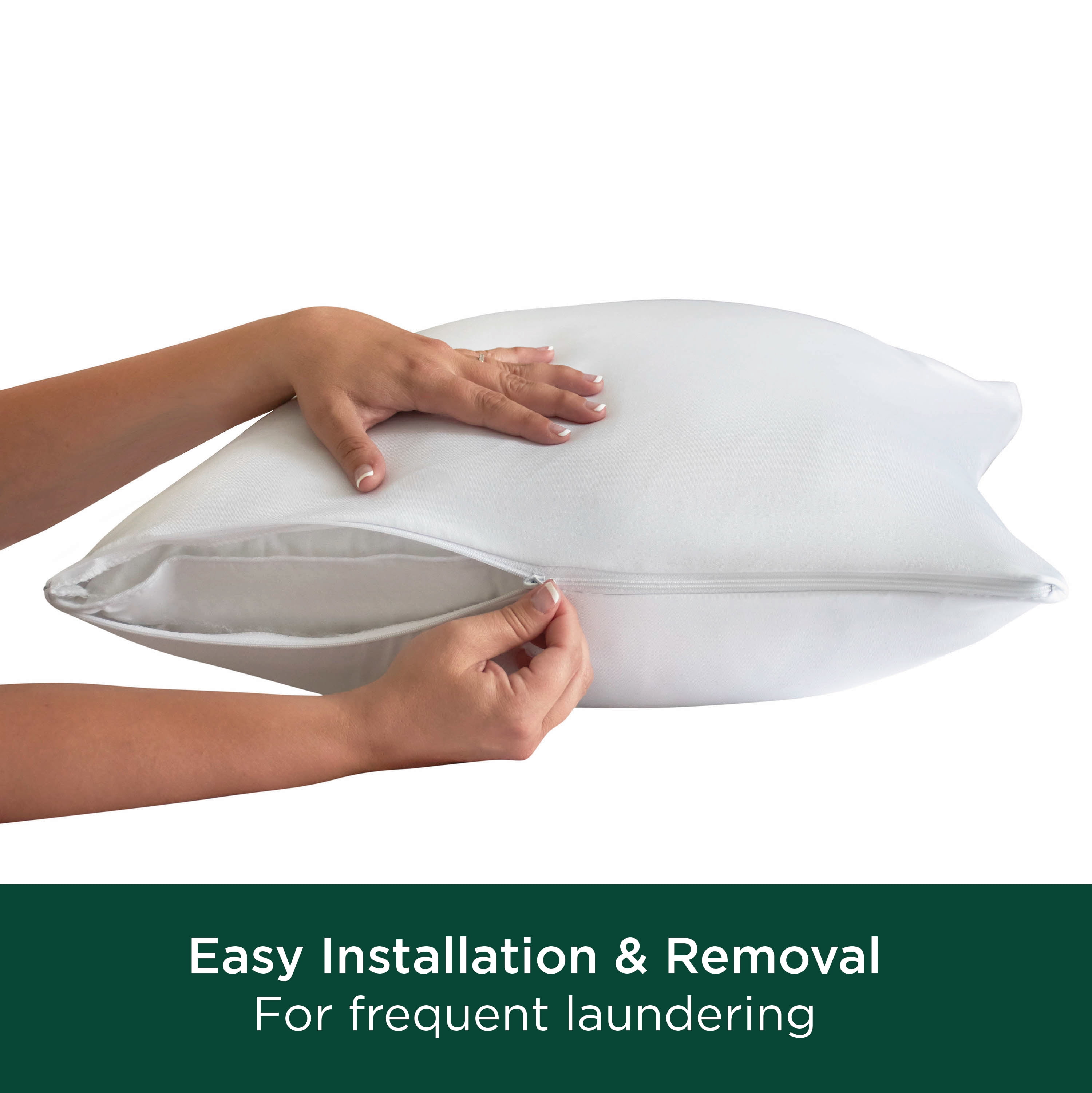 AllerEase Cotton Fresh Allergy Pillow Cover Protector, Jumbo, White- Zippered 4-Pack
