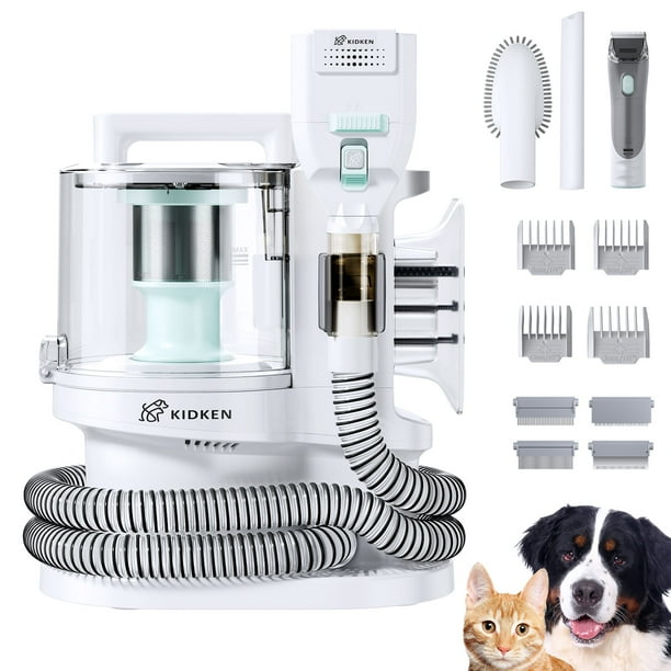SRWTRCHRY 3.5L Pet Grooming Vacuum Kit, Suction Professional Dog Cat Hair Clipper 5in1 Green