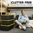 thumbnail image 4 of 8 PACK of Medium 12 Gallon Plastic Storage Bin Tote Organizing Container with Ultra Durable Secure Latching Lids, Stackable, Extra Strength Clear with Built in Handle - Black and Yellow, 4 of 7
