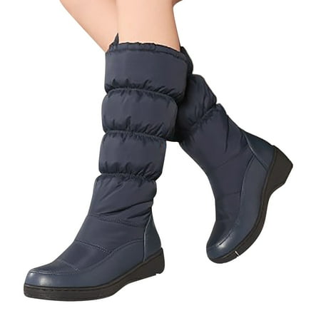GHSOHS Boots for Women Snow Boot Ankle Booties Shoes Womens Rain Boots Large Size Platform Mid Heels Slope Heels Snow Boot Waterproof High Barrel Thickened Cotton Boots Western Cowgirl Boots Size 42