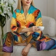 thumbnail image 6 of Honeii Colorful Textured Chihuahua Print Women's Pajama Sets Long Sleeve Button Down Sleepwear Nightwear Soft Pjs Lounge Sets 2PCS-XX-Large, 6 of 7