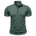 thumbnail image 5 of vdgthytj Workout Shirts for Men Short Sleeve Quarter Zip Neck Lightweight Breathable Solid Gym Athletic Pullover, 5 of 7