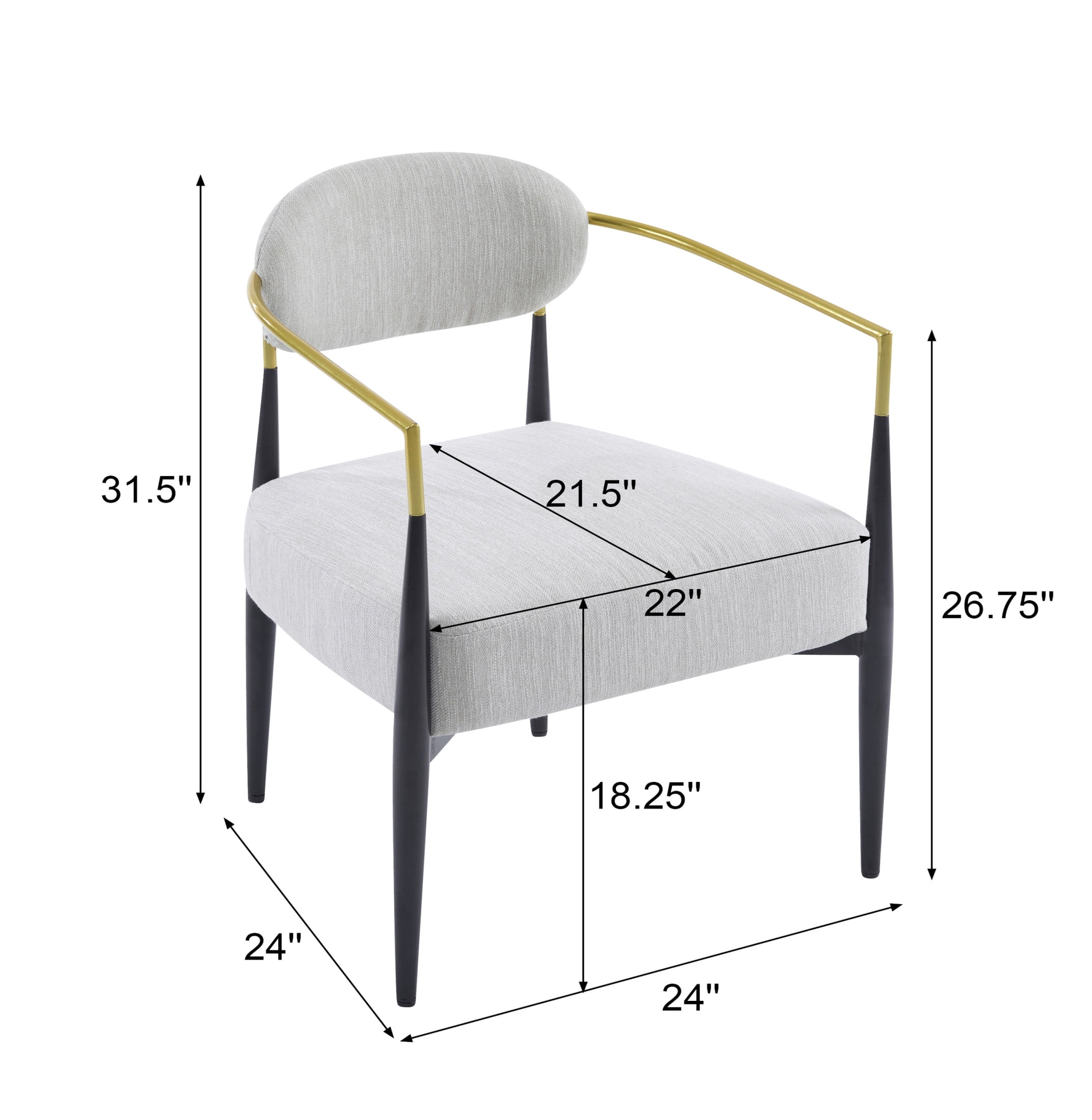 Christopher Knight Home Mid-Century Modern Upholstered Accent Armchair with Metal Legs, Beige+Black+Gold, Set of 2