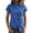 #067-Blue, variant on Craaazy Short Sleeve Button Down Shirts for Women Slim Fit Solid Color Collared Casual Blouses with Diagonal Offset Buttons Asymmetric Irregular Hem Soft Tops for Spring Summer Office & Daily Outfit