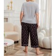 thumbnail image 6 of ebukurty Plus Size Pajama Set for Women 2 Piece Grey Short Sleeves Tee and Heart Pants Sleepwear, Sizes 0XL-5XL, 6 of 12