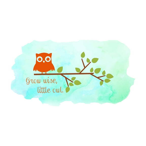 Animal Wall Decals for Children Playroom - Owl Sitting on a Branch Owl DIY & Creativity Boy Girl Bedroom Wall Sticker - Size: 10 In x 5 In