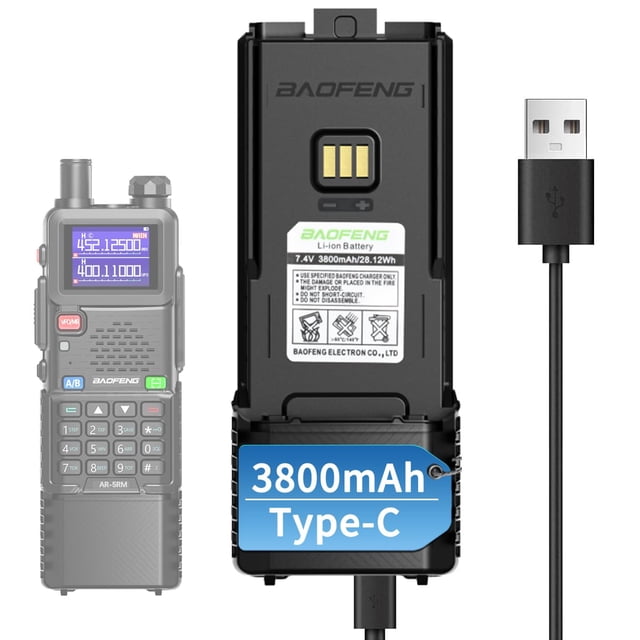 Batería recargable 3800 mAh con USB-C para Baofeng AR-5RM