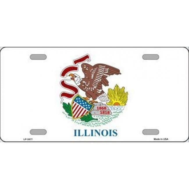 Illinois State Flag Metal License Plate