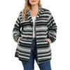 Agnes Orinda Juniors' Plus Size Hoodies Zip Up Knit Stripe Long Sleeve Boho Jackets