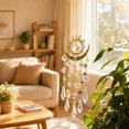 thumbnail image 6 of Crystal Suncatcher with Sun and Moon Design and Prism Pendants, 1 Piece, Gold Metal Frame, for Window Or Wall Hanging, Home Decoration, 6 of 6