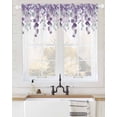 thumbnail image 2 of Purple Teal Botanical Swag Valances for Windows, Watercolor Spring Eucalyptus Leaves Rod Pocket Sheer Valances for Windows, Swag Toppers Light Filtering for Kitchen Living Room 2 Panels 36''x63'', 2 of 6