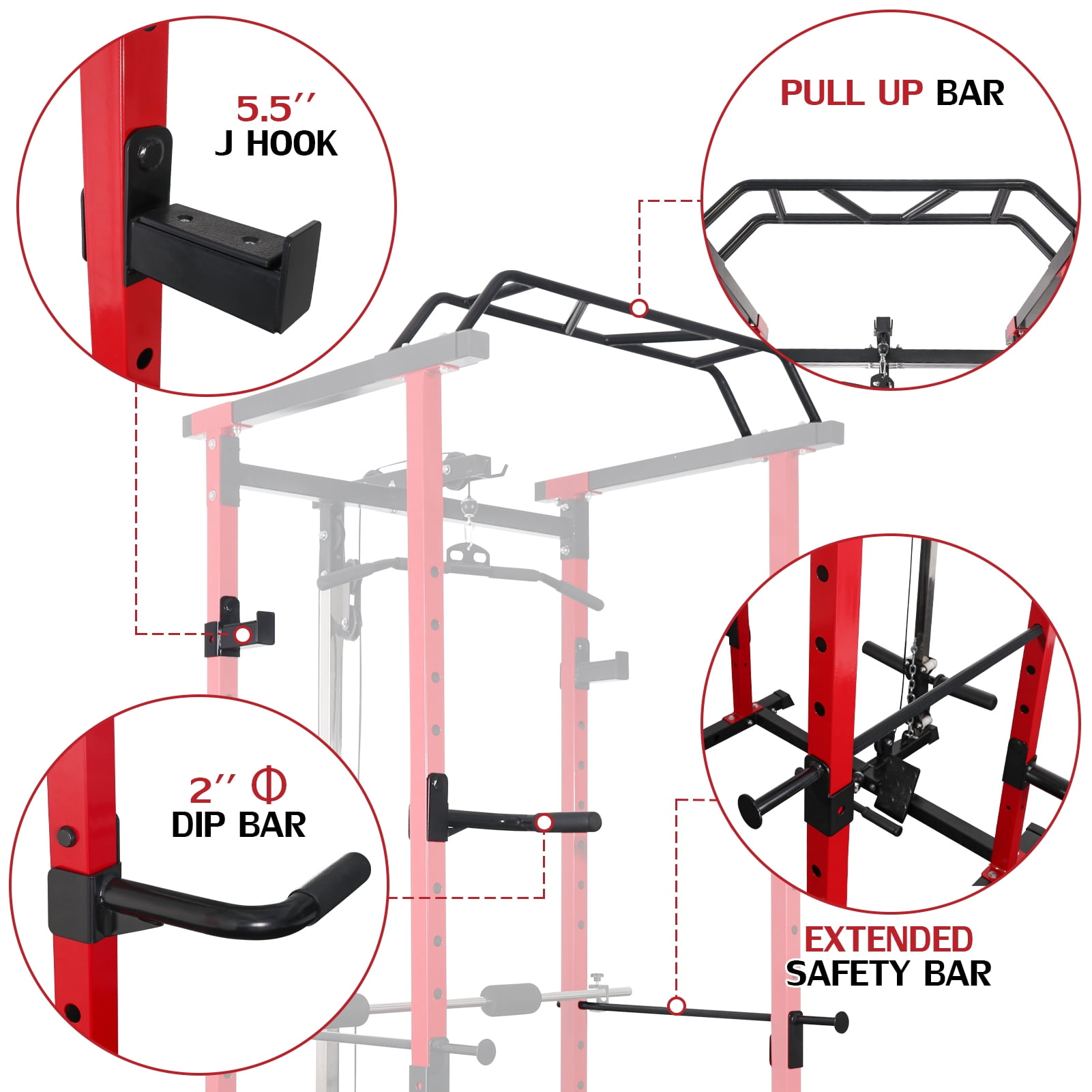 Buy ELEVTAB Power Rack Cage, Squat Rack with LAT Pulldown System