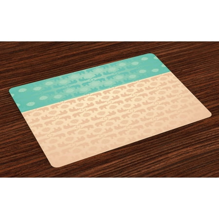 

Ambesonne Ethnic Place Mats Set of 4 and Lotus Motifs Standard Size Turquoise and Coral
