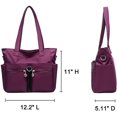 thumbnail image 3 of Bolsos de mano informales para mujer, bolsos de hombro, monederos, bolso de nailon suave, bolso de mensajero impermeable para viajes al aire libre, morado Feliz Sencillez, 3 of 5
