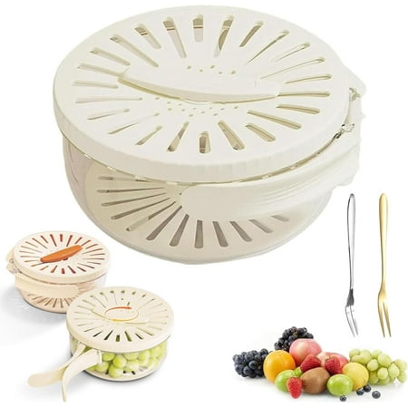 

Multifunctional Fruit and Vegetable Washing Bowl Double-Layer Detachable Fruit and Vegetable Washing Bowl with lid and Foldable Handle 3 in 1 Kitchen Colanders Bowl