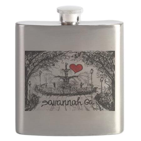 CafePress - I Love Savannah Ga Flask - Stainless Steel Flask 6oz Drinking Flask