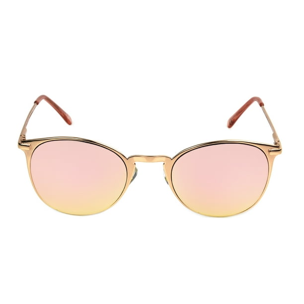 Foster Grant - Foster Grant Women's Rose Gold Mirrored Round Sunglasses ...