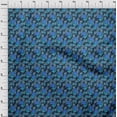 thumbnail image 4 of oneOone Tissu Polyester Spandex Bleu Motif Feuille Tropicale Tissu Imprimé au Mètre 56 Pouces de Large, 4 of 5