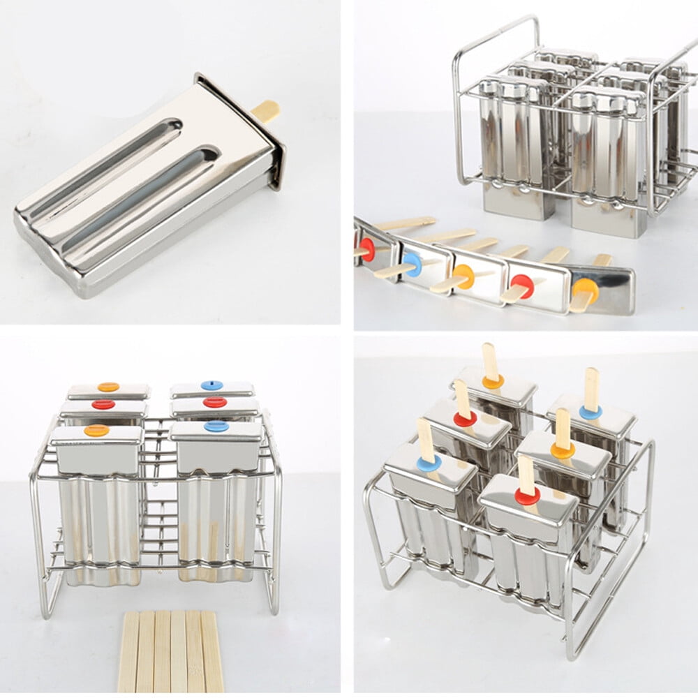 PEAKORA6pcs DIY Ice Cream Makers Stainless Steel Mold Kit Stick Holder Home