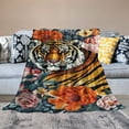 thumbnail image 2 of Orinice Tiger Flowers Warm Lightweight Blanket Soft Fleece Throw Blanket for All Seasons - Decorative Cow Gifts Blanket, Multiple Sizes Available 50x60in, 2 of 6