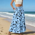 thumbnail image 5 of LWavelet Women Ditsy Floral Print Tiered Maxi Skirt Elastic Waist With Pockets Casual Spring Long Skirt Sky Blue M, 5 of 6