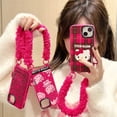 thumbnail image 2 of Correa de muñeca de felpa de Hello Kitty de dibujos animados dulce y fresco para funda de teléfono Iphone15promax 14 Lindo 13 Todo incluido 12, 2 of 4