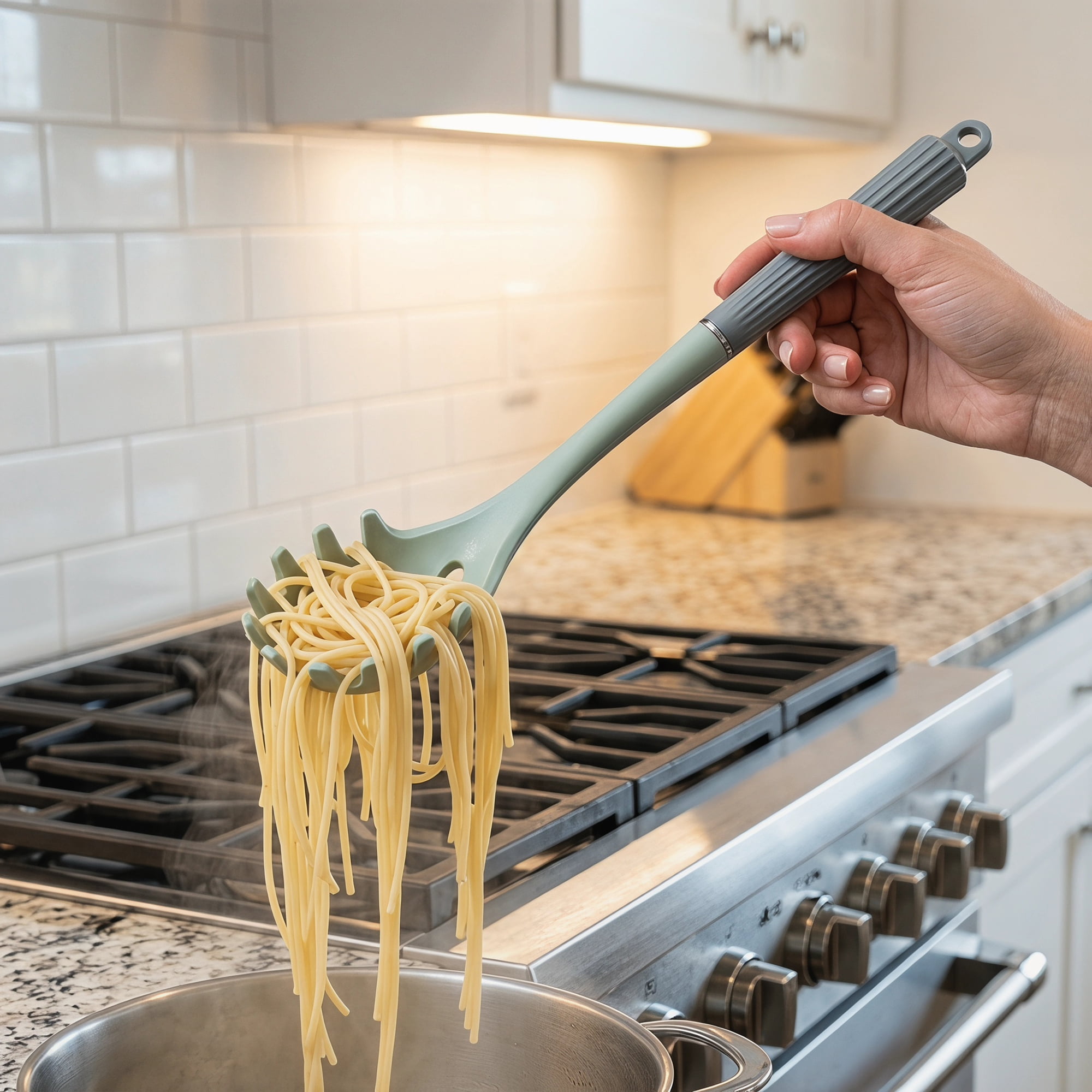 Unique Bargains Cooking Set, Color-Blocked Silicone Kitchen Utensils Gray Green 8pcs