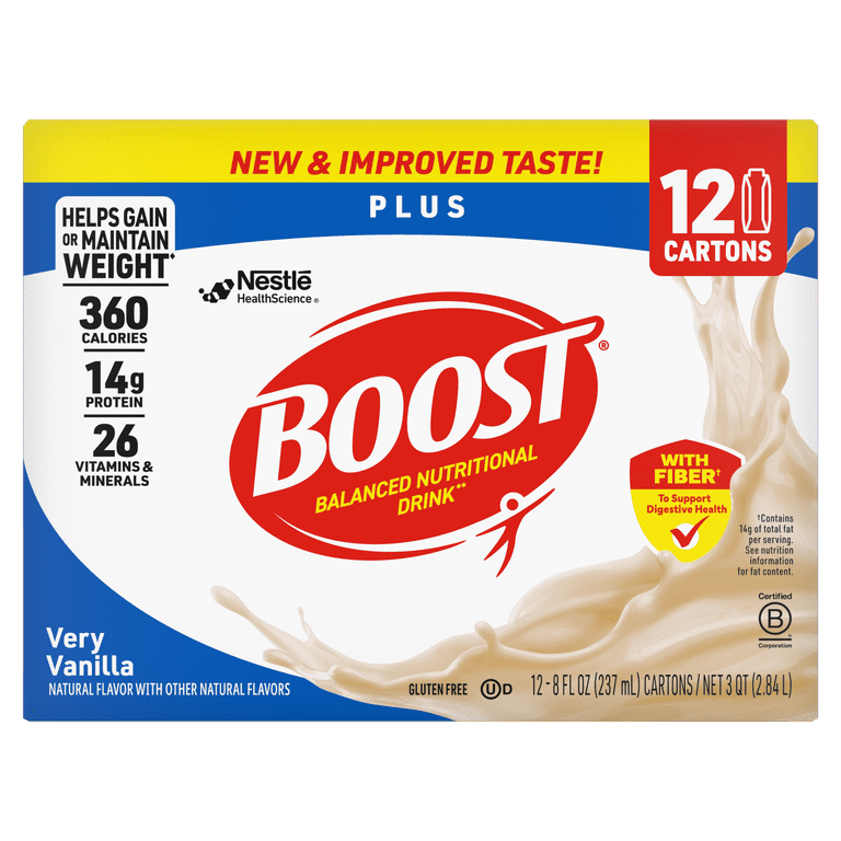 BOOST Plus Nutritional Drink Protein Shakes, Very Vanilla, fl oz