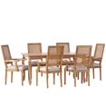 thumbnail image 2 of Noble House Midland Fabric Upholstered Wood and Cane Expandable 7 Piece Dining Set, Natural Brown and Light Gray, 2 of 17