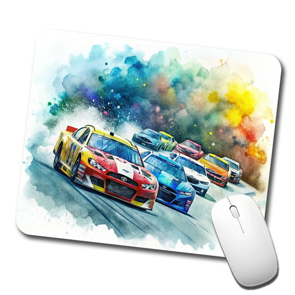 Stock Car Racing Watercolor Mouse Pad Low Profile Gaming Mat