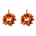 thumbnail image 2 of 2PCS Fall Maple Leaves Hanging Wreath, Mini Fall Wreaths for Kitchen Cabinets, Thanksgiving Maple Leaves Farmhouse Door Mantle Wall Hanging, Thanksgiving Candle Ring Table Decoration, 2 of 9