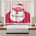thumbnail image 2 of Ambesonne Ho Ho Ho Kitchen Curtains, Pastel Portrait of Santa, 55"x39", Blush Dark Pink and Coral, 2 of 3