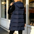 thumbnail image 5 of Staron Women's Winter Vest Hooded Zip Up Lightweight Casual Sleeveless Solid Loose Quilted Puffer Vest Navy L, 5 of 6