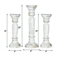thumbnail image 4 of Handmade Mango Wood Eco-friendly Traditional Antique White Set Of Three 12",15" & 12" Pillar Candle Holder, 4 of 7