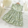 thumbnail image 2 of JDEFEG Long Frocks for Girls 4 Years Toddler Kids Baby Girls Button Dress Floral Sleeveless A Line Ruffle Summer Sundress Princess Dresses Girl Dress and Coat Cotton Blend Green 90, 2 of 8