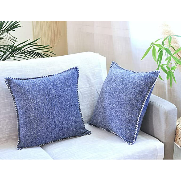 Decorative Square Throw Pillow Covers 18x18 Inch set of 2, Supersoft  Chenille Farmhouse Pillowcase for Living Room Bedroom Sofa Couch Cushion  Cover