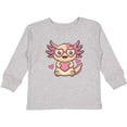 thumbnail image 3 of Inktastic Valentine Axolotl Pink Heart Girls Long Sleeve Toddler T-Shirt, 3 of 5