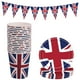 thumbnail image 1 of KAKOWELY 1 juego de vasos de papel con la bandera del Reino Unido, platos para servir comida para fiestas, vasos de papel desechables con pancarta para fiestas, 1 of 5