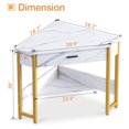 thumbnail image 4 of ODK Bureau d'Angle Moderne Triangle avec Grand Tiroir, Marbre Doré, 4 of 8