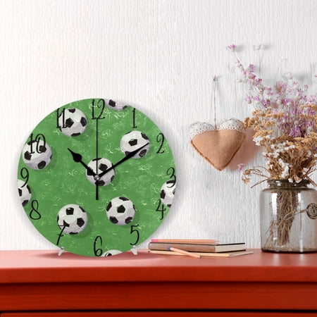 10 Quartz Indoor Wall Clock Silent Mechanism / Soccer Balls Pattern