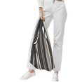 thumbnail image 4 of Shopping Bag 17.5×4.5×15in Crack Resistant Waterproof Super Large Capacity Reusable Extended Handle Can Be Carried Or One Shoulder Pale Violet Grey Stripe_1, 4 of 8