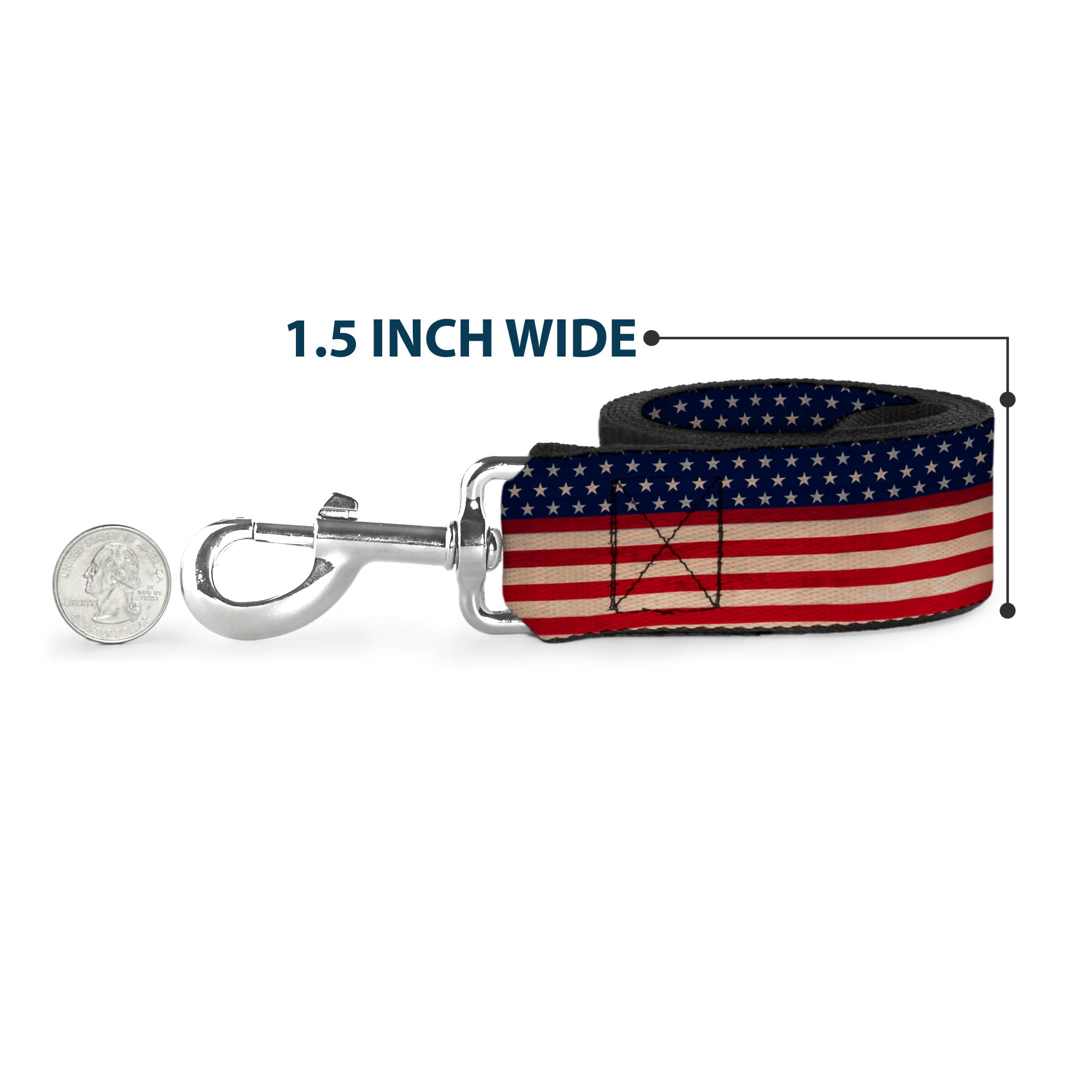 Buckle-Down Pet Leash, Dog Leash, American Flag Stripe, 6 Feet Long 1.0 Inch Wide