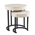 thumbnail image 2 of Set Of Two 21" White Solid Wood And Iron Round Nested Tables, 2 of 3