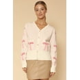 thumbnail image 3 of Miss Sparkling Cropped Knit Bow Cardigan with Pockets, 3 of 5