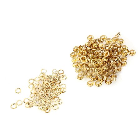 Timagebreze 2000 Sets of Metal Eyelet Buttonhole Kit 5mm Eyelets with Gasket Suitable for Canvas Clothes and Leather DIY Craft Gold