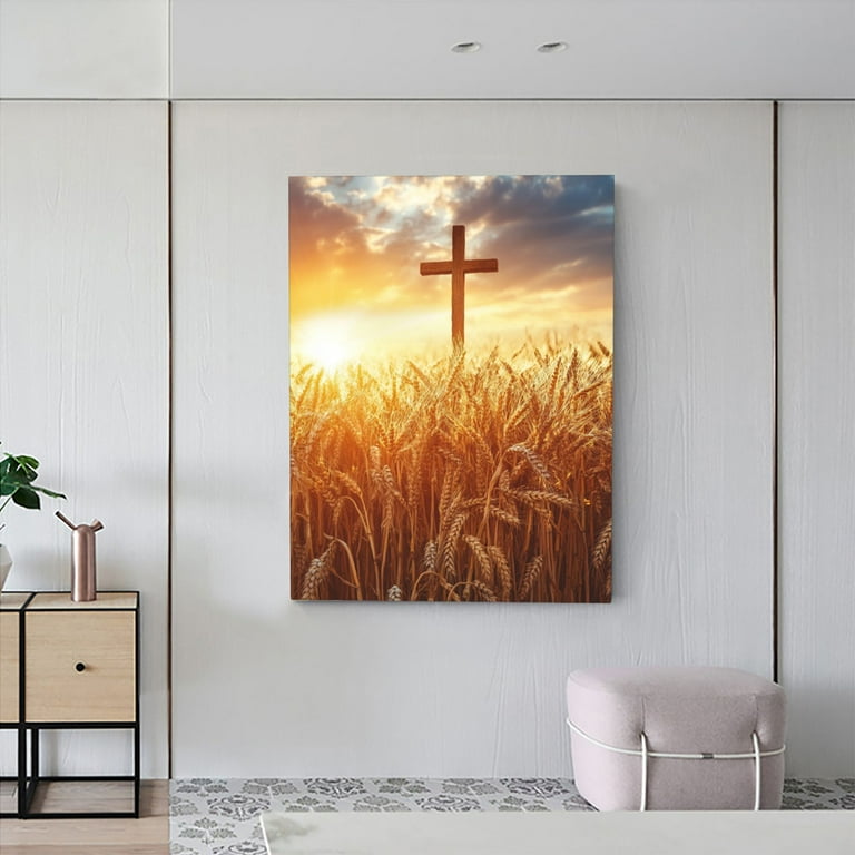 CozyNet Cross In A Field Of Wheat A Symbol Of Harvest & Faith