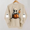 thumbnail image 2 of Edvintorg Crewneck Sweatshirts Women Long Sleeve Sweat Shirts Halloween Printed Pullover Sweatshirt Fall Winter Clothes for Women S-2XL Khaki, 2 of 5