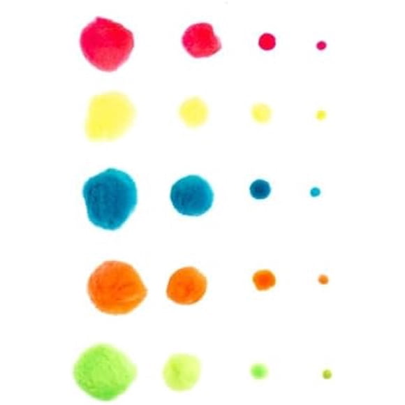 John Bead 100pcs Mixed Neon Colors Pom Poms for Crafts DIY Art Creative (5 Colors, 4 Sizes)