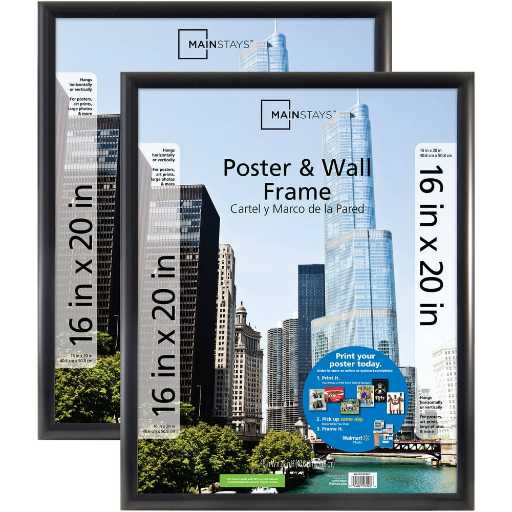 Mainstays Plastic Picture Frames, Black, Set of 2